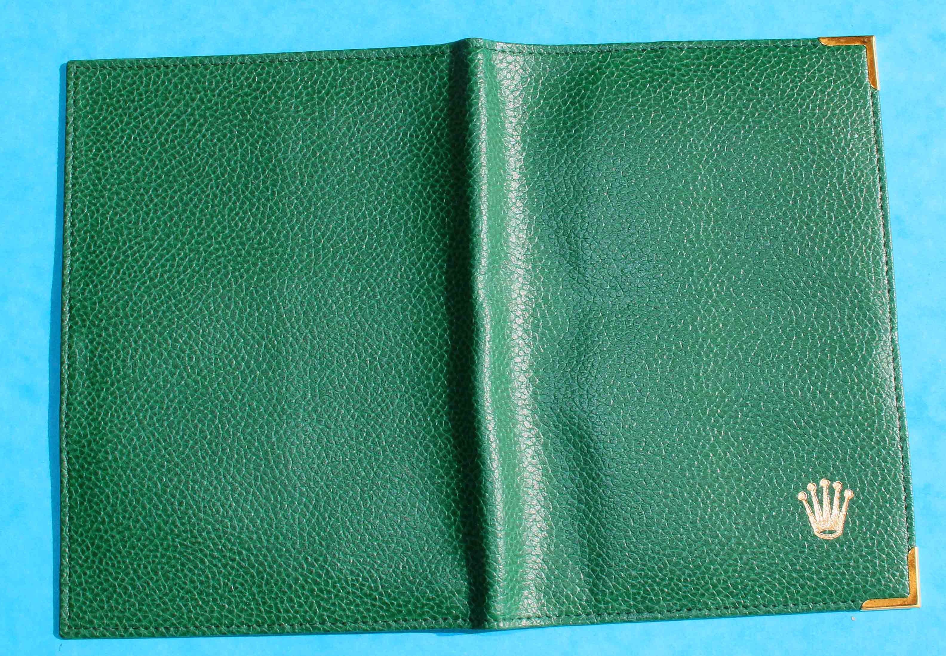 ROLEX Rare & Vintage Green Grain Leather Large Billfold Wallet ...