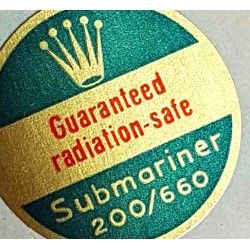 Rolex 60's GUARANTEE RADIATION SAFE watch caseback Ø21mm gold Green Sticker Submariner 5510, 5512, 5513, 1680, 5514