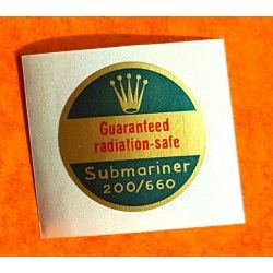 Rolex 60's GUARANTEE RADIATION SAFE watch caseback Ø21mm gold Green Sticker Submariner 5510, 5512, 5513, 1680, 5514