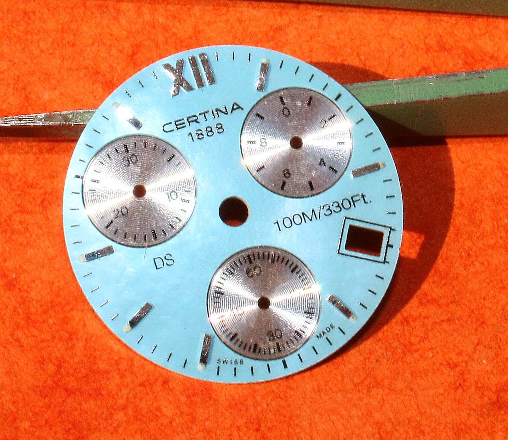 Cadran De Montre Certina Bristol 190 - Cadran Blanc Argenté, Fabrication Suisse, Style Sport