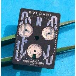 Bvlgari Cadran Noir montres Quartz Rettangolo RTC49S Chronograph acier Ref J 14349 