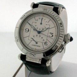 Cartier 39mm Pasha de Cartier ref 11003 Chronograph Quartz Wristwatch Style Watch Dial part in Stainless Steel