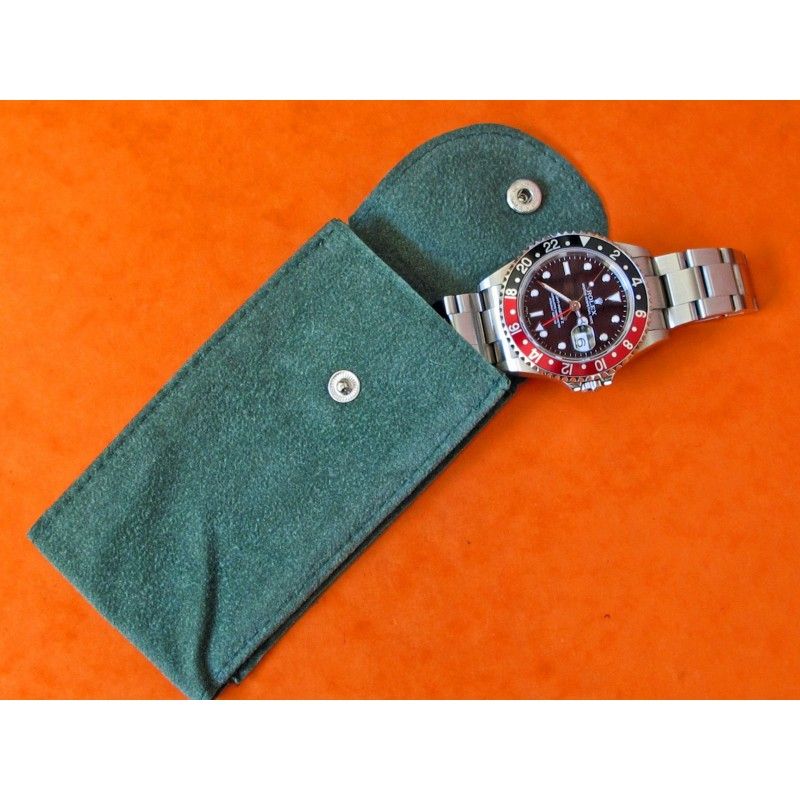 Etui pochette ecrin Suédine Velours vert rangement montres de luxe