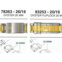 MAILLON BLINDE OR / ACIER 78363, 93153 CONNECTION ROLEX BRACELET SUBMARINER 16613 GMT 16713 VINTAGE 15.66mm