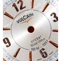 VULCAIN Cricket DUAL TIME AVIATOR GMT Cadran argent montres Ref 100105.019L