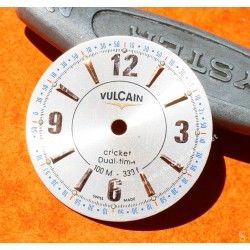VULCAIN Cricket DUAL TIME AVIATOR GMT Cadran argent montres Ref 100105.019L