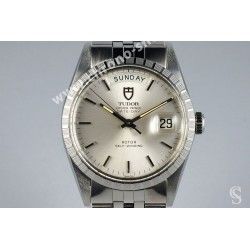 TUDOR Authentique & Rare Cadran ARGENT de montres DAY-DATE Rotor SELF-WINDING 100m Ref 23010