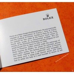 LIVRET, NOTICE BOOKLET MONTRES ROLEX CELLINI VINTAGE LANGUAGE ANGLAIS REF 575.02