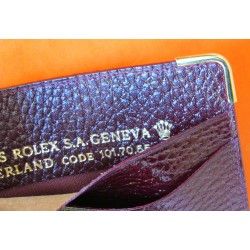 Rare Rolex Vintage Authentic Card holder Passport Holder Dark Maroon Leather