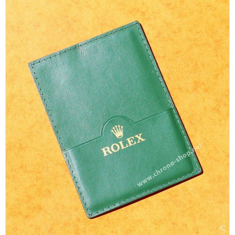 ROLEX PORTE CARTES ETUI DOCUMENTS MONTRES EN CUIR VERT CARTE DE GARANTIE PAPIER & CB ref 30.01.05