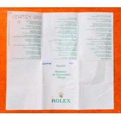 RARE 1994 GENUINE VINTAGE PUNCHED PAPER CERTIFICAT ATTESTATION DE CHRONOMETRE ROLEX OYSTER WATCHES