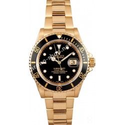 Rolex preowned Original Mens 18K/SS Submariner date glossy black Luminova Dial 16618, 16613, 16808, 16083 tutone & Gold