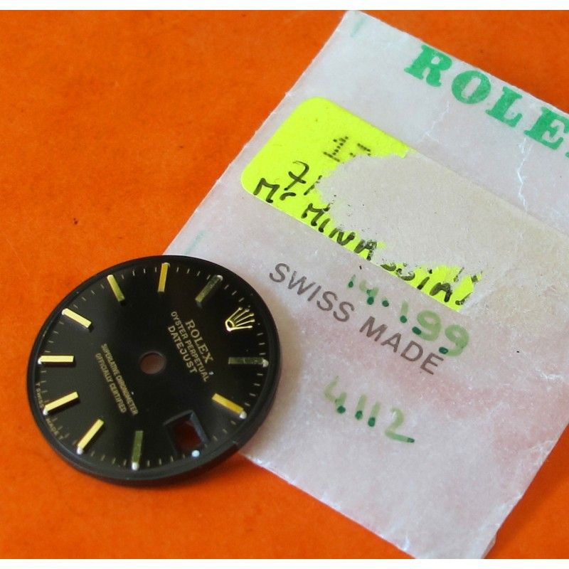 Original Rolex Ladies DateJust Black w/Yellow Hash Marks QuickSet Dial