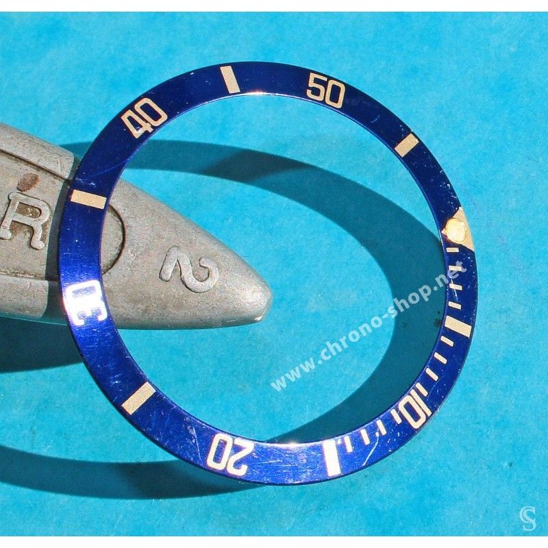 ROLEX RARE INSERT GRADUE LUNETTE BLEU MONTRE SUBMARINER DATE 16613, 16618, 16803, 16808 PERLE TRITIUM