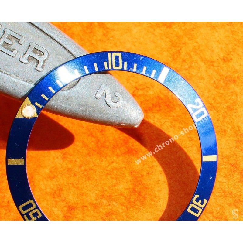 ROLEX RARE INSERT GRADUE LUNETTE BLEU MONTRE SUBMARINER DATE 16613, 16618, 16803, 16808 PERLE SUPERLUMINOVA