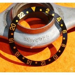 ROLEX RARE INSERT GRADUE 24H JAUNE & NOIR DE LUNETTE MONTRE ROLEX GMT MASTER II 16713, 16718 SERIFS FAT FONT