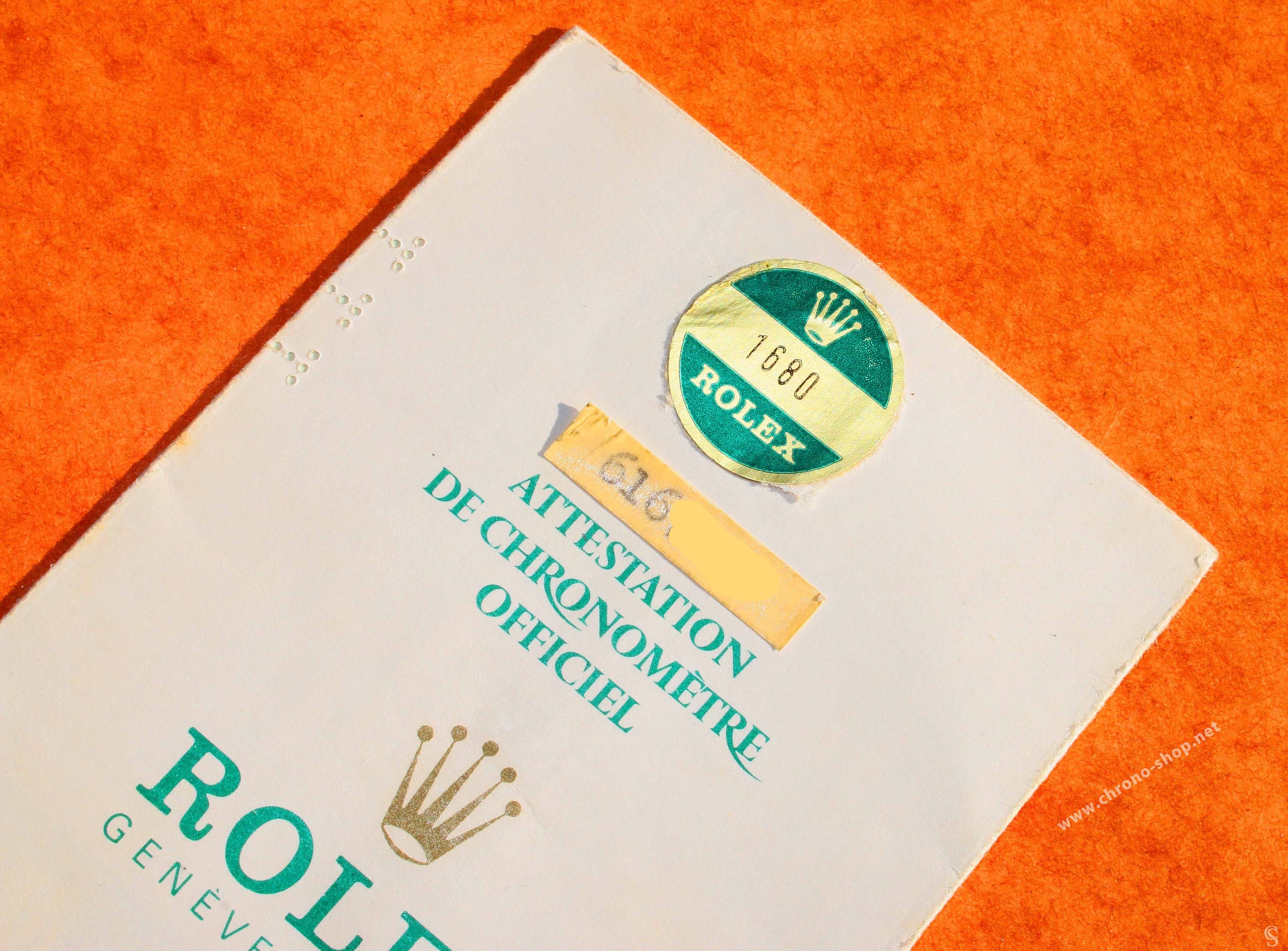 ROLEX GENUINE 1979 SUBMARINER DATE 1680 PAPER REGISTERED CERTIFICATE OYSTER PERPETUAL WARRANTY 