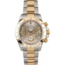 ☆☆Elegant Original Rolex 116528, 116523, 116520 Mens Silver Slate & gold Dial Daytona Cosmograph watch cal 4130☆☆