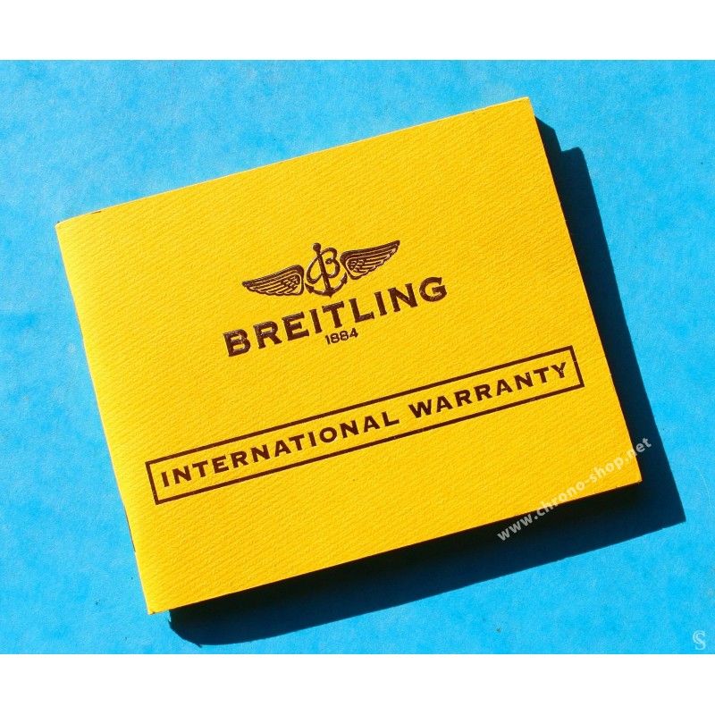 Breitling International Warranty Livret jaune documents montres papiers Ecrin Navitimer, Chronomat, Cosmonaut, Emergency