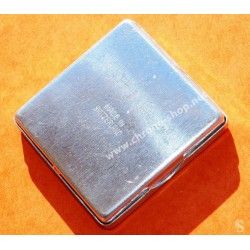 ANTIQUE 50's SQUARE TIN PARTS STORAGE BOX WATCHES SPARES, DIALS, BEZELS, INSERTS, ALUMINIUM STORAGE CASE