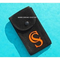 Original CHRONO-SHOP Suede black orange  velvet pouch traveler's case IWC, Rolex, Tissot, Tag heuer, omega, breitling