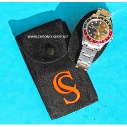 Original CHRONO-SHOP Suede black orange  velvet pouch traveler's case IWC, Rolex, Tissot, Tag heuer, omega, breitling