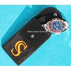 Original CHRONO-SHOP Suede black orange  velvet pouch traveler's case IWC, Rolex, Tissot, Tag heuer, omega, breitling