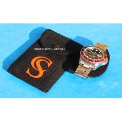 Etui pochette ecrin Suédine CHRONO-SHOP Velours noir Montres de collection luxe ROLEX, iwc, tudor, omega, breitling