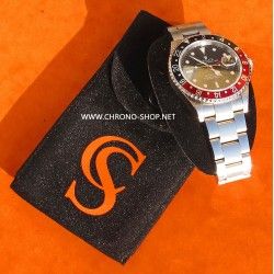 Original CHRONO-SHOP Suede black orange  velvet pouch traveler's case IWC, Rolex, Tissot, Tag heuer, omega, breitling