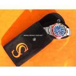 Original CHRONO-SHOP Suede black orange  velvet pouch traveler's case IWC, Rolex, Tissot, Tag heuer, omega, breitling