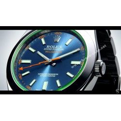 Rolex Rare  & Authentique Verre Saphir VERT montres Rolex Oyster Perpetual MILGAUSS 116400, 116400GV