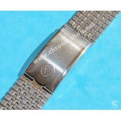 NSA Rare 70's New, NOS Swiss band Ssteel Watch Sport Bracelet Favre Leuba Deep Blue Sea Sky Bathy Heuer, 24mm ends