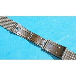 NSA Rare 70's New, NOS Swiss band Ssteel Watch Sport Bracelet Favre Leuba Deep Blue Sea Sky Bathy Heuer, 24mm ends