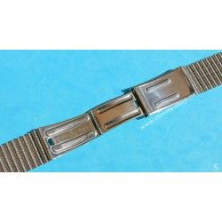 NSA Rare 70's New, NOS Swiss band Ssteel Watch Sport Bracelet Favre Leuba Deep Blue Sea Sky Bathy Heuer, 24mm ends
