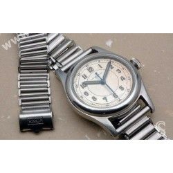 Vintage Bracelet CWD W 80 EVERBRIGHT SWISS MADE MILITAIRE Acier Années 30-40 WWII Bamboo, Bonklip 16mm Montres BubbleBack