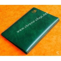 ROLEX ACCESSOIRE PORTE DOCUMENT, PORTEFEUILLE EN CUIR VERT POUR CARTES, GARANTIES, NOTICES MONTRES REF 100.00.41