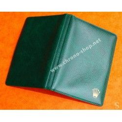 ROLEX ACCESSOIRE PORTE DOCUMENT, PORTEFEUILLE EN CUIR VERT POUR CARTES, GARANTIES, NOTICES MONTRES REF 100.00.41