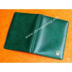 ROLEX ACCESSOIRE PORTE DOCUMENT, PORTEFEUILLE EN CUIR VERT POUR CARTES, GARANTIES, NOTICES MONTRES REF 100.00.41