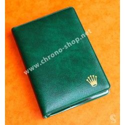 ROLEX ACCESSOIRE PORTE DOCUMENT, PORTEFEUILLE EN CUIR VERT POUR CARTES, GARANTIES, NOTICES MONTRES REF 100.00.41