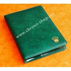 ROLEX ACCESSOIRE PORTE DOCUMENT, PORTEFEUILLE EN CUIR VERT POUR CARTES, GARANTIES, NOTICES MONTRES REF 100.00.41