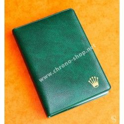 ROLEX ACCESSOIRE PORTE DOCUMENT, PORTEFEUILLE EN CUIR VERT POUR CARTES, GARANTIES, NOTICES MONTRES REF 100.00.41