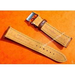 Breitling Accessoire montres AirBorne, Chronomat, Colt, Rare Bracelet Cuir Brun Tabac Crocodile 20mm 20-18mm Ref 722P