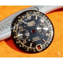 Accessoire Montres Vintages pièce détachée Cadran Noir DESOTOS Chronographe 17 rubis NIVAFLEX Anti Magnetic Incabloc Swiss Made