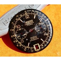 Accessoire Montres Vintages pièce détachée Cadran Noir DESOTOS Chronographe 17 rubis NIVAFLEX Anti Magnetic Incabloc Swiss Made