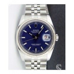 ROLEX ORIGINAL CADRAN BLEU NUIT & INDEX BATONS OR BLANC MONTRES DATEJUST ref 116200, 16200, 16220, 116234  CAL 3135