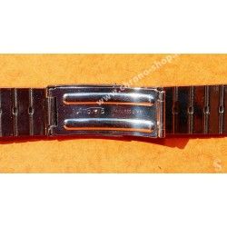 CHARMEX Swiss Made Rare 70's Expandable band Ssteel Watch Sport Bracelet Zenith, Longines, Heuer, 17mm ends