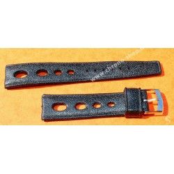 BRACELET RALLY VINTAGE CAOUTCHOUC TROPIC 19mm MONTRES RACING NOIR REF L419 SWISS MADE