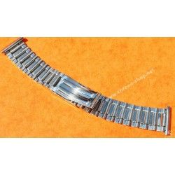 ATOMIC Swiss Made Rare 70's band Ssteel Watch Sport Bracelet Zenith, Longines, Heuer, 19mm ends