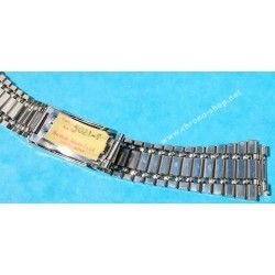 Rare 70's BELMONTE Sliding clasp band Ssteel Watch Sport Bracelet Zenith, Longines, Heuer, 15mm ends