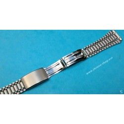 Rare 70's BELMONTE Sliding clasp band Ssteel Watch Sport Bracelet Zenith, Longines, Heuer, 15mm ends